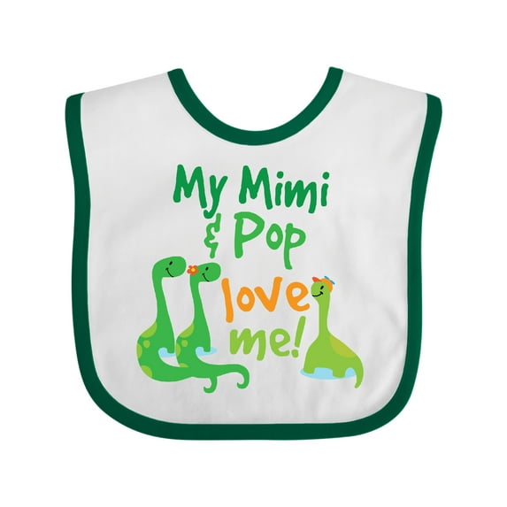 Inktastic Mimi and Pop Love Me Grandson Dinosaur Boys Baby Bib