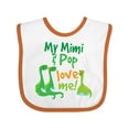 thumbnail image 1 of Inktastic Mimi and Pop Love Me Grandson Dinosaur Boys Baby Bib, 1 of 4