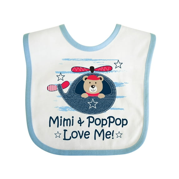 Inktastic Mimi and Poppop Love Me Boys Baby Bib