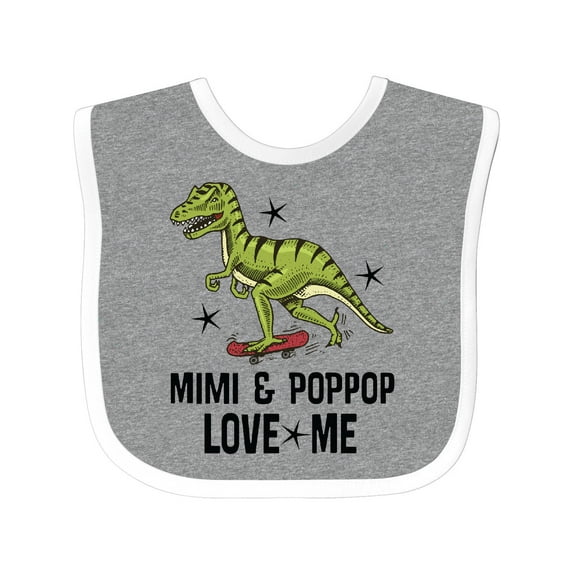 Inktastic Mimi and PopPop Love Me Dinosaur Boys Baby Bib
