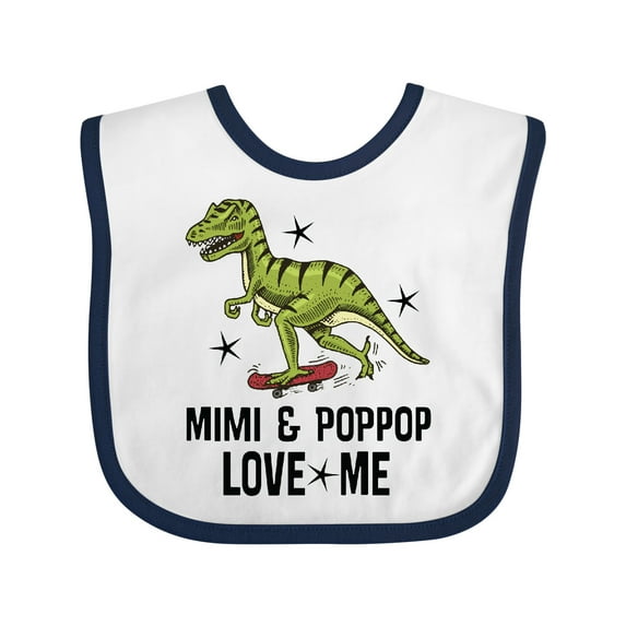 Inktastic Mimi and PopPop Love Me Dinosaur Boys Baby Bib