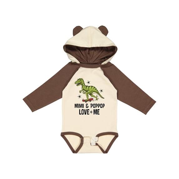 Inktastic Mimi and PopPop Love Me Dinosaur Boys Long Sleeve Baby Bodysuit