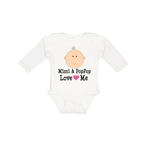Inktastic Mimi and Poppop Love Me Grandchild Boys or Girls Long Sleeve Baby Bodysuit