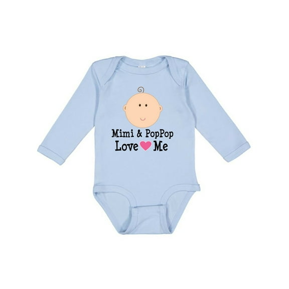 Inktastic Mimi and Poppop Love Me Grandchild Boys or Girls Long Sleeve Baby Bodysuit