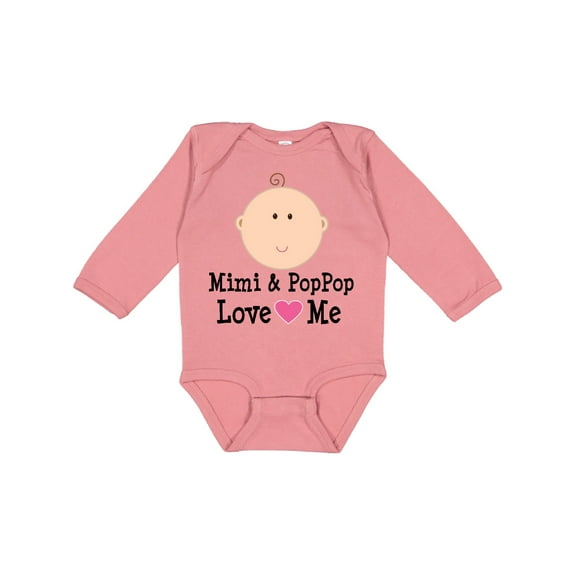 Inktastic Mimi and Poppop Love Me Grandchild Boys or Girls Long Sleeve Baby Bodysuit