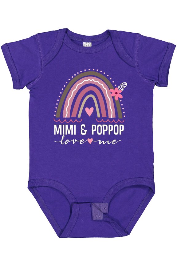 Mimi and PopPop Love Me Rainbow Girls Baby Bodysuit