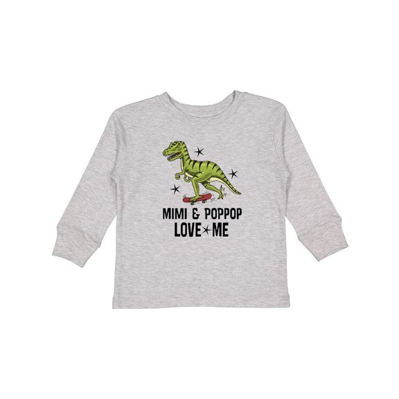 Inktastic Mimi and Poppop Love Me Dinosaur Boys Long Sleeve Toddler T-Shirt