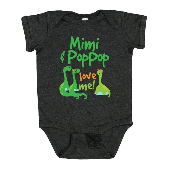 Inktastic Mimi and Poppop Love Me Grandson Dinosaur Boys Baby Bodysuit