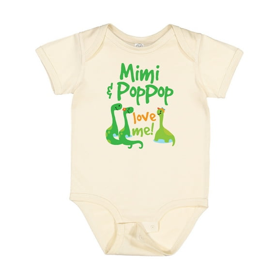 Inktastic Mimi and Poppop Love Me Grandson Dinosaur Boys Baby Bodysuit