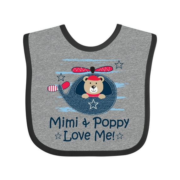 Inktastic Mimi and Poppy Love Me Grandchild Boys Baby Bib