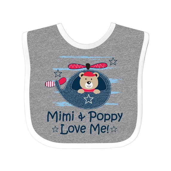 Inktastic Mimi and Poppy Love Me Grandchild Boys Baby Bib