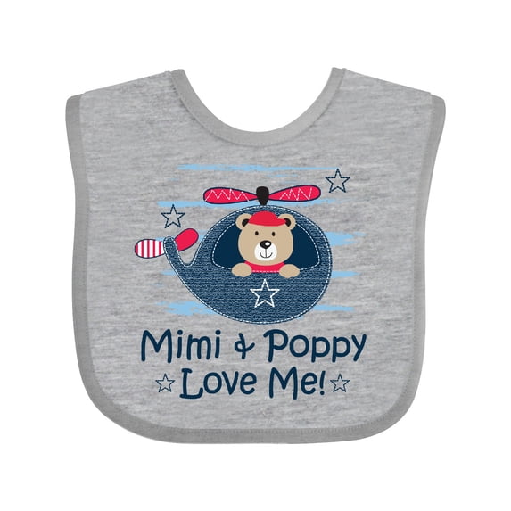 Inktastic Mimi and Poppy Love Me Grandchild Boys Baby Bib