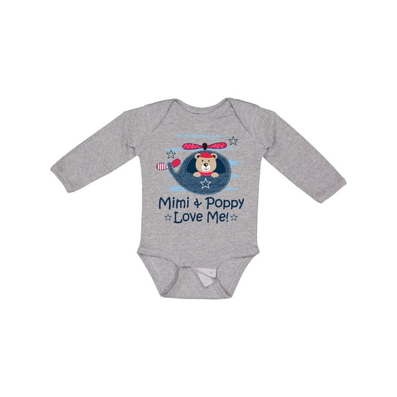 Inktastic Mimi and Poppy Love Me Grandchild Boys Long Sleeve Baby Bodysuit
