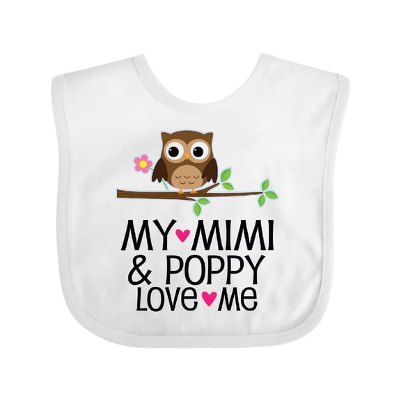 Inktastic Mimi and Poppy Love Me Grandchild Owl Girls Baby Bib