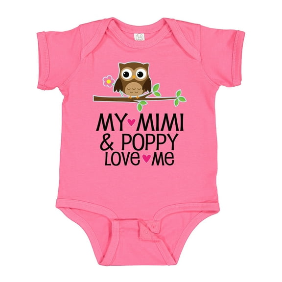 Inktastic Mimi and Poppy Love Me Grandchild Owl Girls Baby Bodysuit