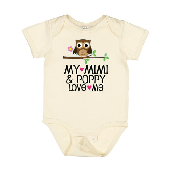 Inktastic Mimi and Poppy Love Me Grandchild Owl Girls Baby Bodysuit