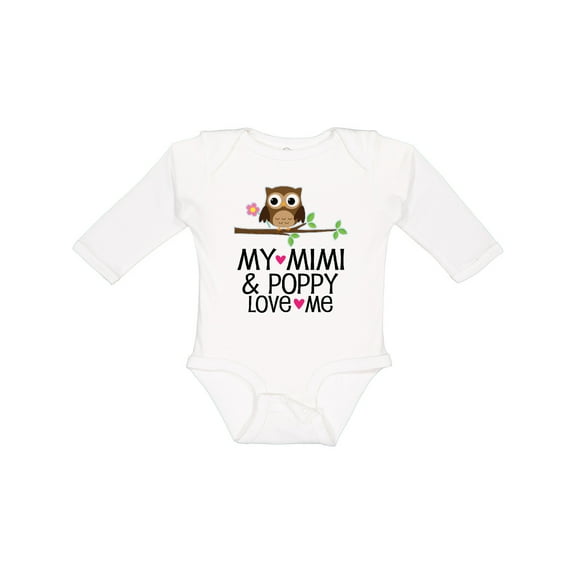 Inktastic Mimi and Poppy Love Me Grandchild Owl Girls Long Sleeve Baby Bodysuit