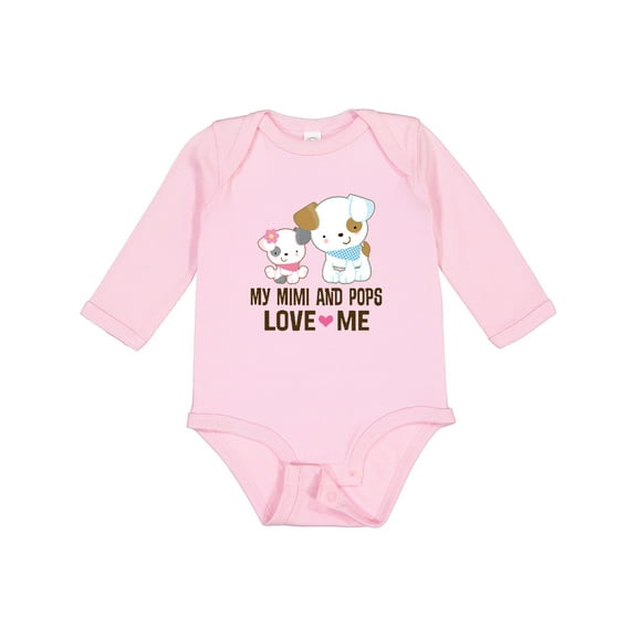 Inktastic Mimi and Pops Love Me Grandchild Girls Long Sleeve Baby Bodysuit