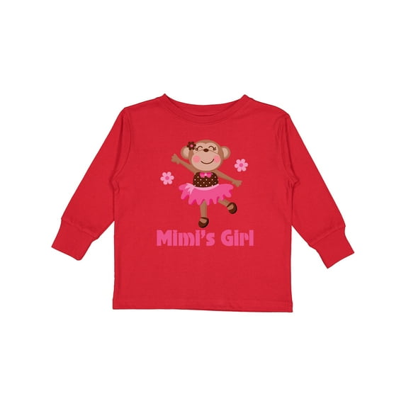 Inktastic Mimi's Girl Monkey Girls Long Sleeve Toddler T-Shirt