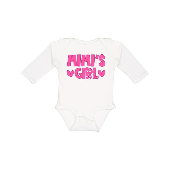Inktastic Mimi's Girl Pink with Hearts Girls Long Sleeve Baby Bodysuit