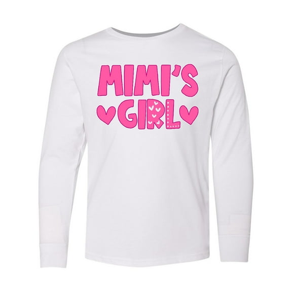 Inktastic Mimi's Girl Pink with Hearts Long Sleeve Youth T-Shirt