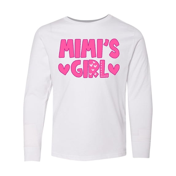 Inktastic Mimi's Girl Pink with Hearts Long Sleeve Youth T-Shirt