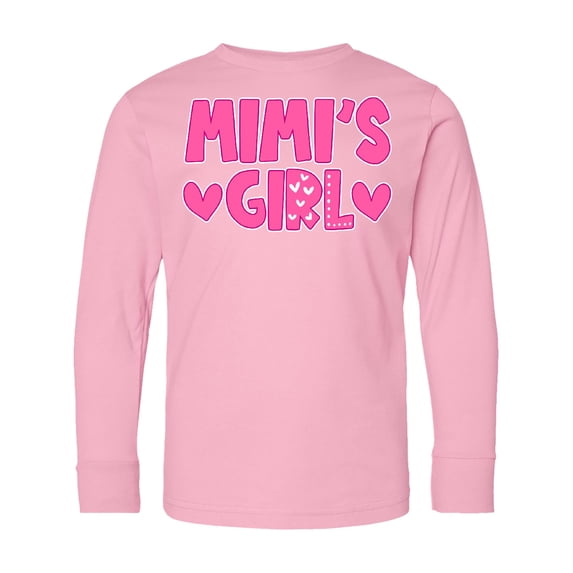 Inktastic Mimi's Girl Pink with Hearts Long Sleeve Youth T-Shirt