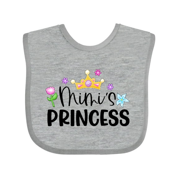 Inktastic Mimi's Princess Crown and Flowers Girls Baby Bib