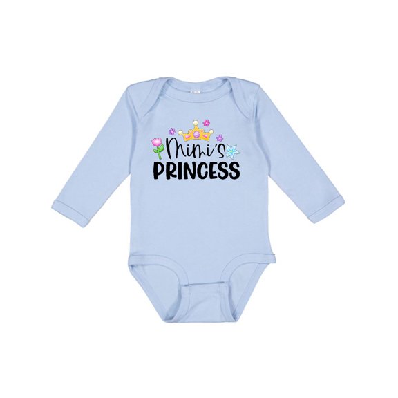 Inktastic Mimi's Princess Crown and Flowers Girls Long Sleeve Baby Bodysuit
