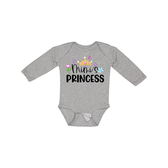 Inktastic Mimi's Princess Crown and Flowers Girls Long Sleeve Baby Bodysuit