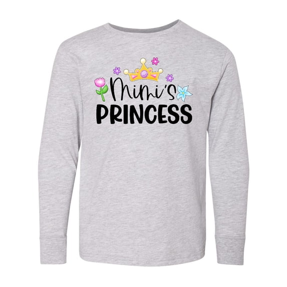 Inktastic Mimi's Princess Crown and Flowers Long Sleeve Youth T-Shirt