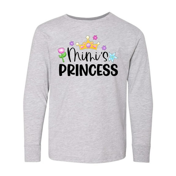 Inktastic Mimi's Princess Crown and Flowers Long Sleeve Youth T-Shirt