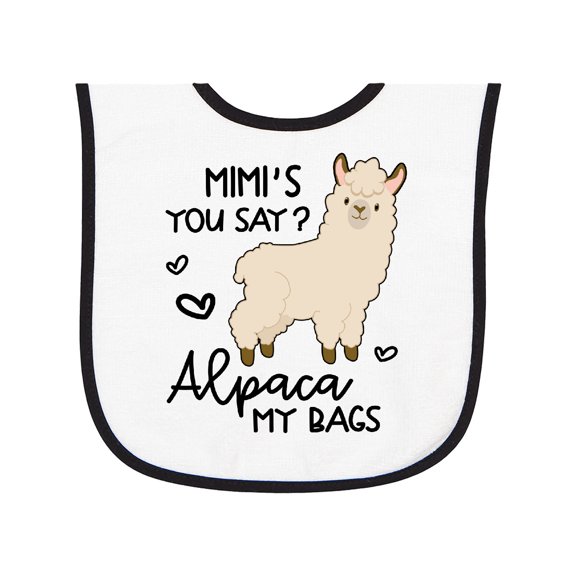 Inktastic Mimi's You Say Alpaca My Bags Baby Terry Cloth Bib