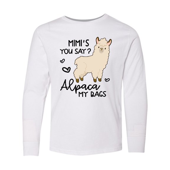 Inktastic Mimi's You Say Alpaca My Bags Long Sleeve Youth T-Shirt