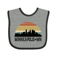 thumbnail image 1 of Inktastic Minneapolis Minnesota Skyline Retro Sunset Boys or Girls Baby Bib, 1 of 4