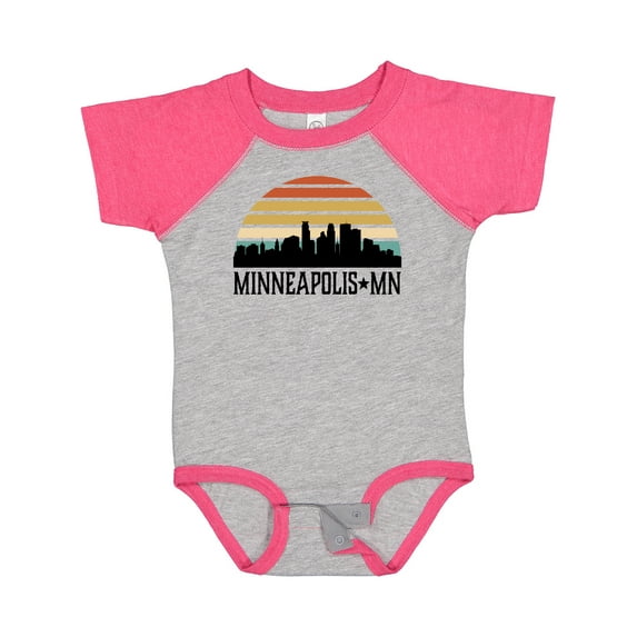 Inktastic Minneapolis Minnesota Skyline Retro Sunset Boys or Girls Baby Bodysuit