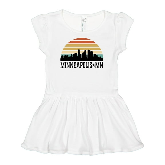Inktastic Minneapolis Minnesota Skyline Retro Sunset Girls Baby Dress