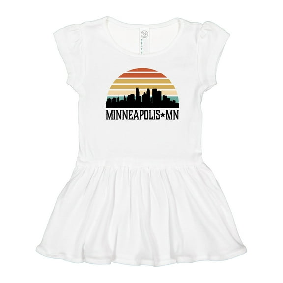 Inktastic Minneapolis Minnesota Skyline Retro Sunset Girls Toddler Dress