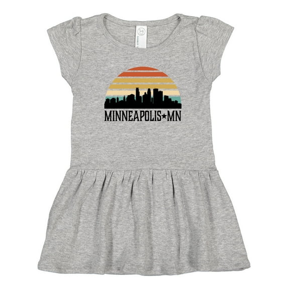 Inktastic Minneapolis Minnesota Skyline Retro Sunset Girls Toddler Dress
