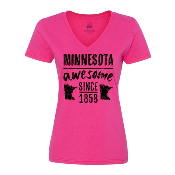 Inktastic Minnesota Awesome Since 1858 Women's V-Neck T-Shirt