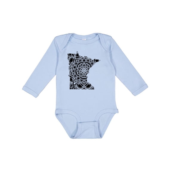 Inktastic Minnesota Silhouette Mandala Boys or Girls Long Sleeve Baby Bodysuit
