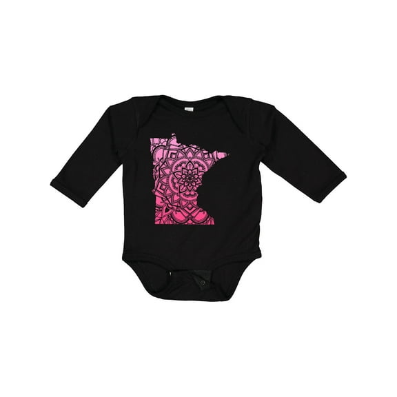 Inktastic Minnesota Silhouette Mandala Boys or Girls Long Sleeve Baby Bodysuit