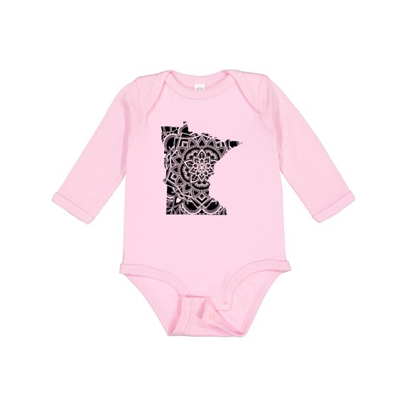 Inktastic Minnesota Silhouette Mandala Boys or Girls Long Sleeve Baby Bodysuit