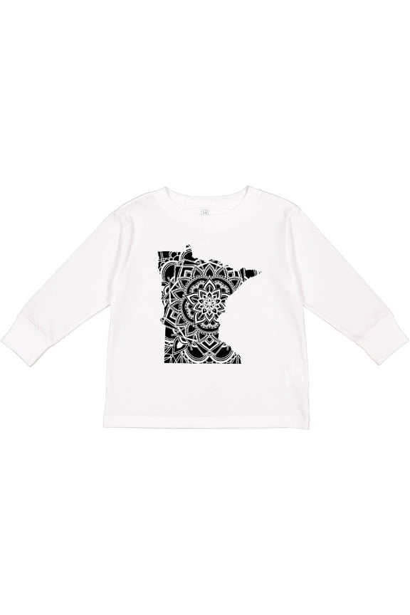 Minnesota Silhouette Mandala Boys or Girls Long Sleeve Toddler T-Shirt