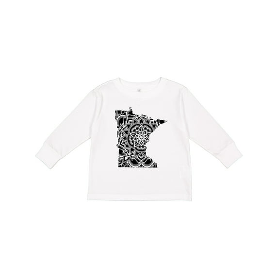 Inktastic Minnesota Silhouette Mandala Boys or Girls Long Sleeve Toddler T-Shirt