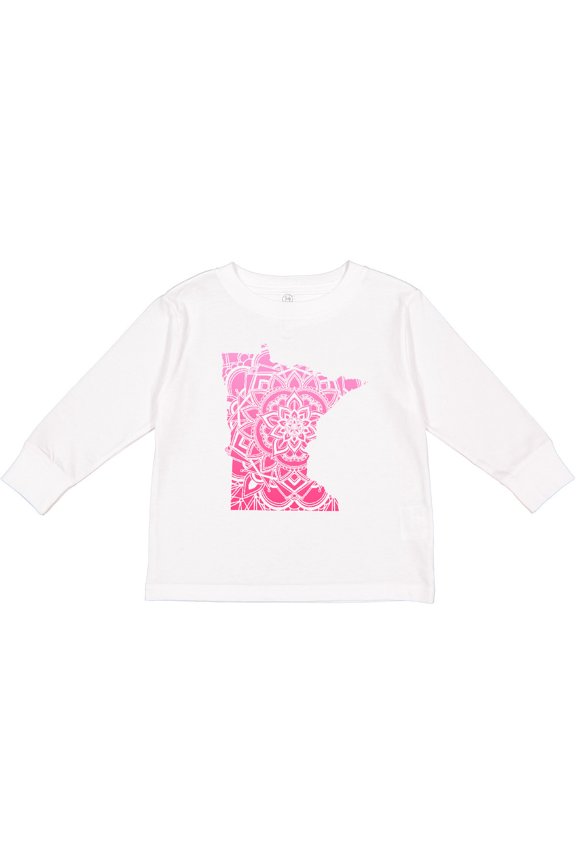 Minnesota Silhouette Mandala Boys or Girls Long Sleeve Toddler T-Shirt