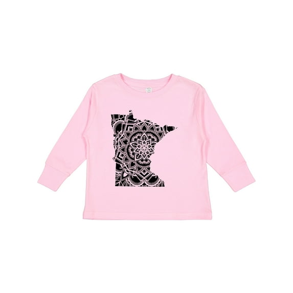 Inktastic Minnesota Silhouette Mandala Boys or Girls Long Sleeve Toddler T-Shirt