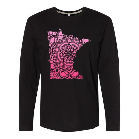 Inktastic Minnesota Silhouette Mandala Long Sleeve T-Shirt