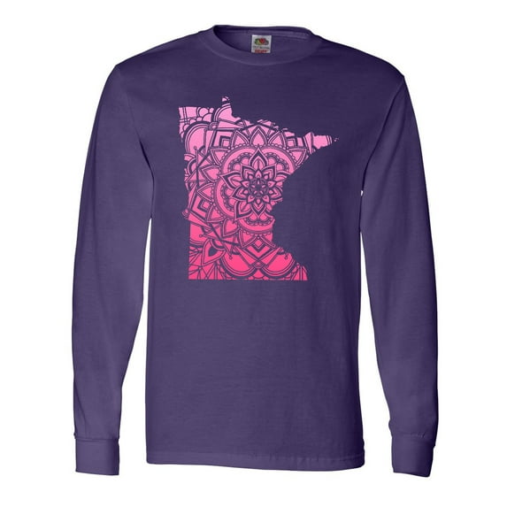 Inktastic Minnesota Silhouette Mandala Long Sleeve T-Shirt