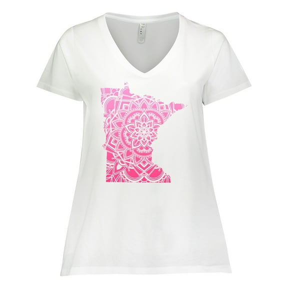 Inktastic Minnesota Silhouette Mandala Women's Plus Size V-Neck T-Shirt
